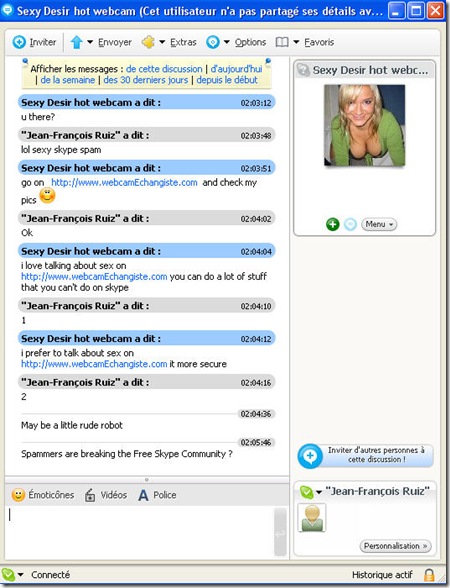 Skype Sexy Spam Robot by WebcamEchangiste-.com